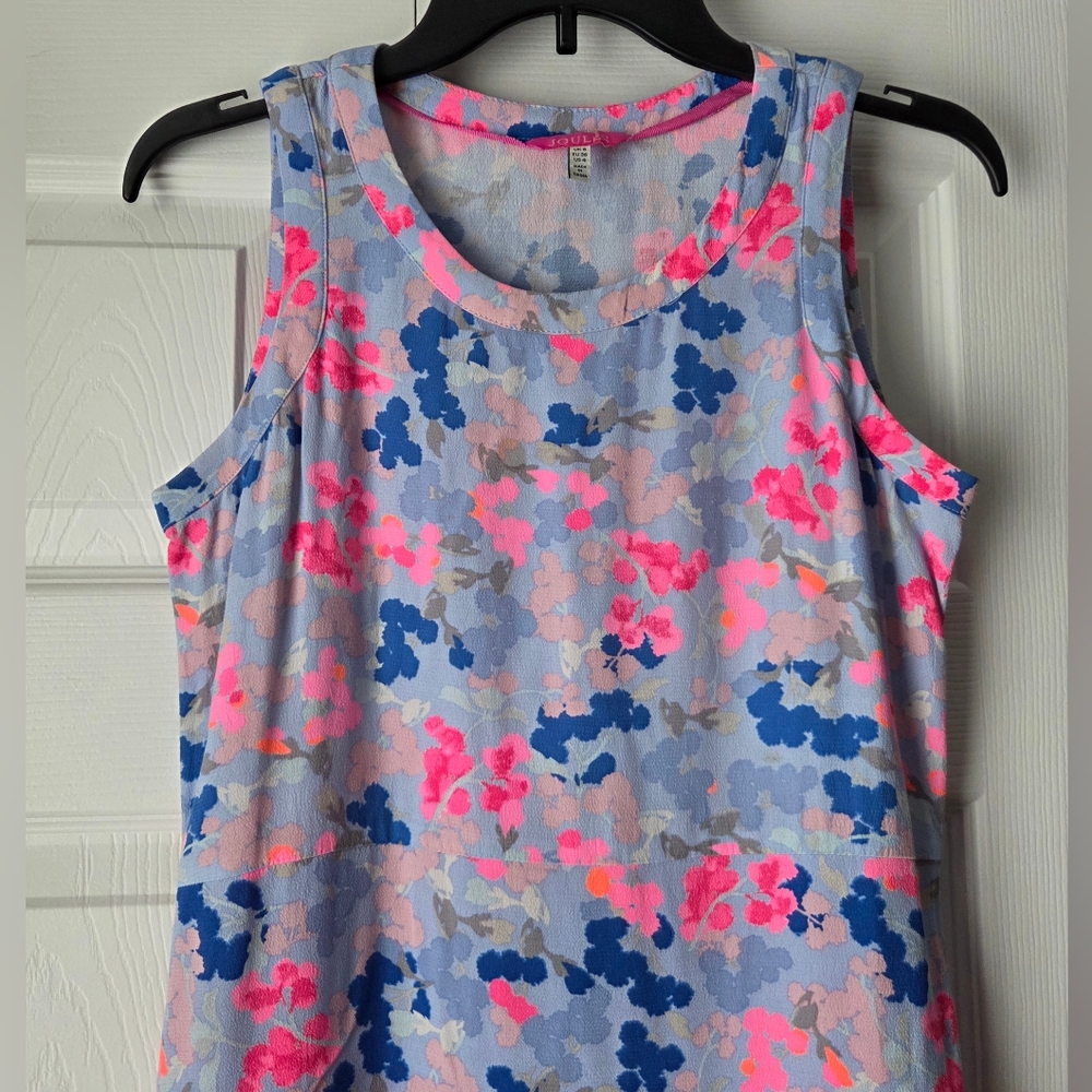 Joules Ava Pink And Blue Floral Sleeveless Shift Dress Size 4 - Picture 3 of 11